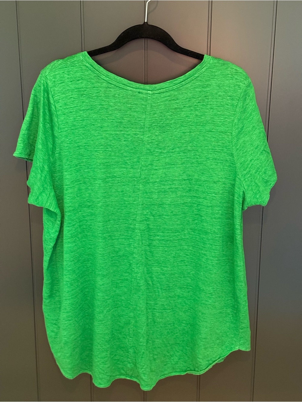 🌴 Tahari Women’s Bright Green 100% Linen V-Neck Short Sleeve Tee - Size 1X - Picture 8 of 11